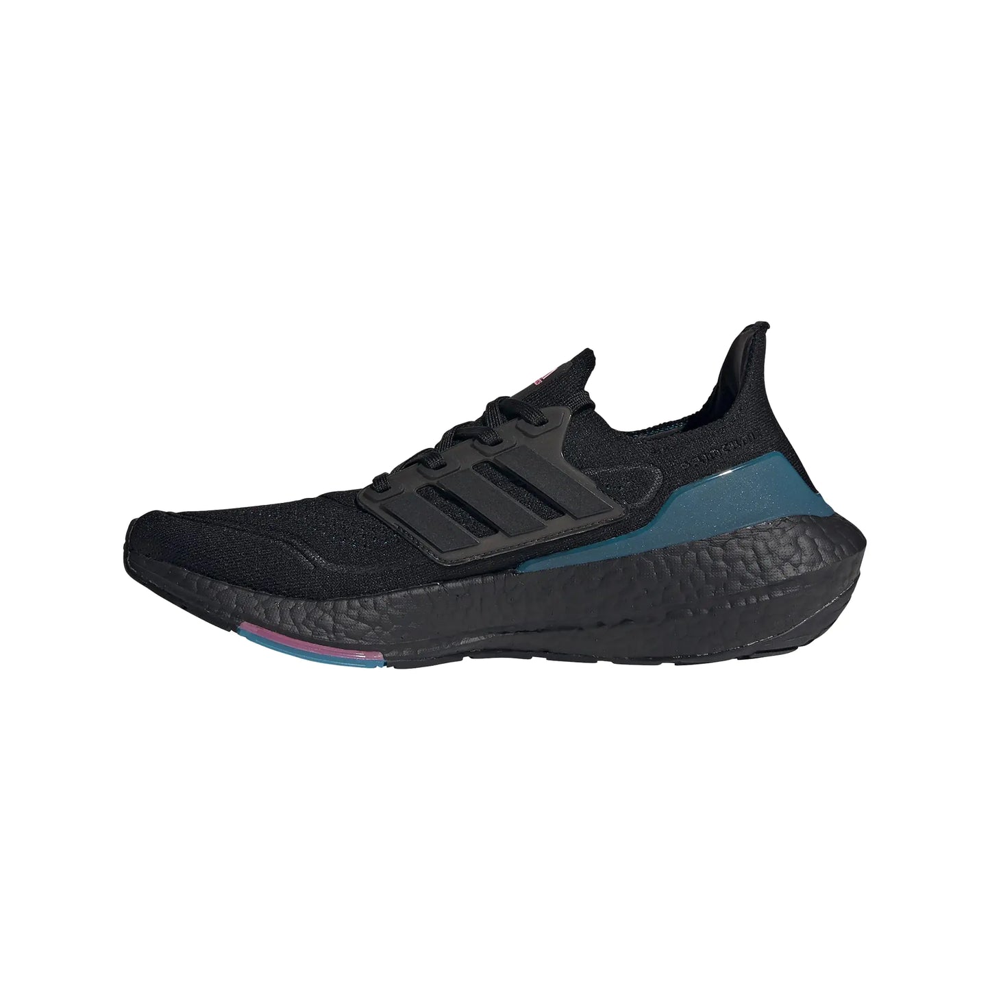 adidas Mens Ultraboost-21 Running Shoes Black/Carbon/Active Teal 7.5