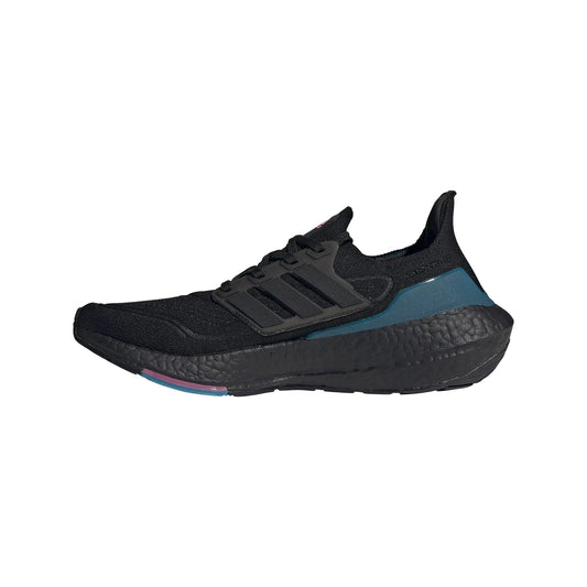 adidas Mens Ultraboost-21 Running Shoes Black/Carbon/Active Teal 7.5
