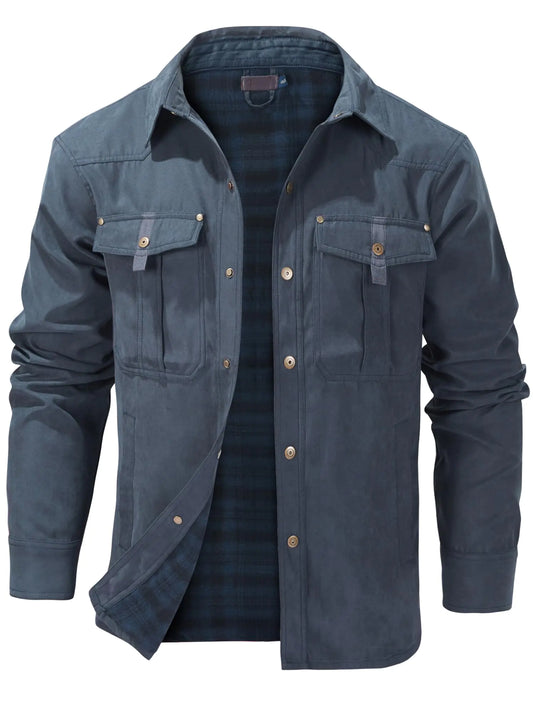 Mr.Stream Mens Lightweight Long Sleeved Snap Plaid Western Cowboy Flannel Lined Shirts Jackets 3268 Blue L