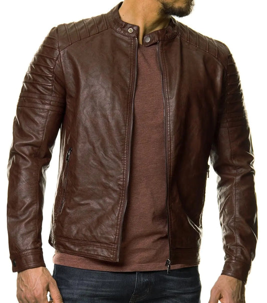 DECIMAL Mens Black REAL Lambskin Leather Biker Jacket VINTAGE GENUINE MOTORCYCLE JACKETS FOR MEN (X-Large)
