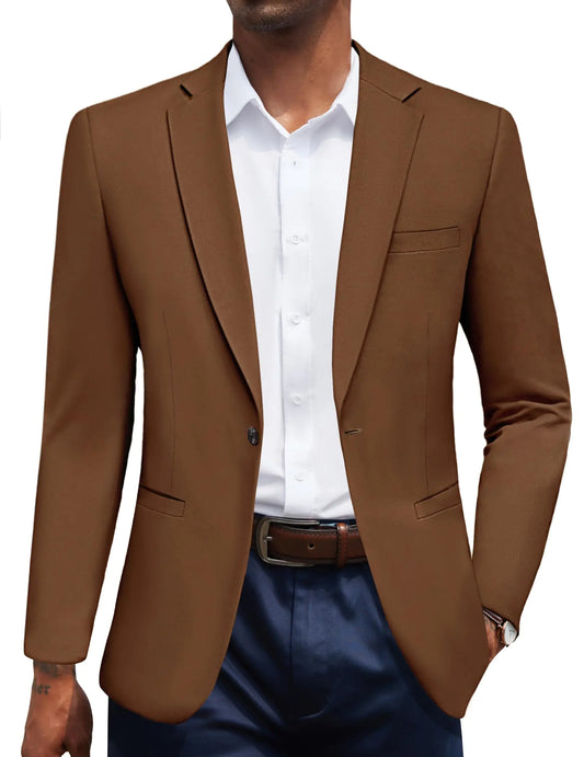 COOFANDY Mens Knit Blazer Jacket Lightweight Sport Coats Brown Casual Suit Jackets Brown XXL