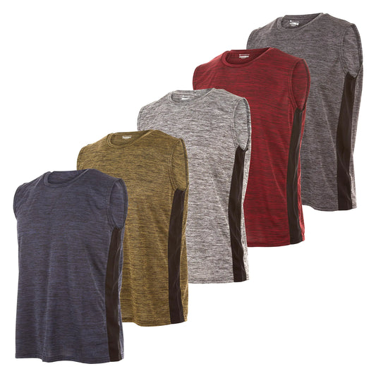 Essential Elements 5 Pack: Mens Active Quick-Dry Athletic Workout Training Gym Muscle Sleeveless Tank Top