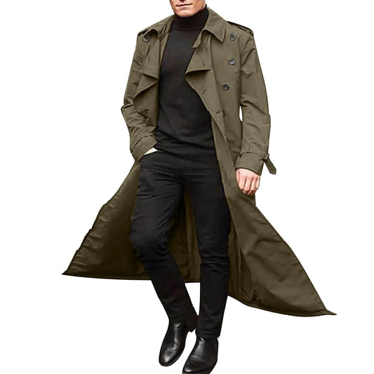 Rain Jacket Men Bomber Jacket Men Button Mid Length Trendy Casual Lapel Fashion Classic Long Sleeve Mens Wool Trench Coat Mens Jackets for Winter Mens Windbreaker(A Light GreenLarge)