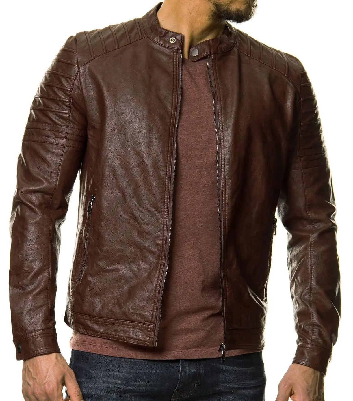 DECIMAL Mens Black REAL Lambskin Leather Biker Jacket VINTAGE GENUINE MOTORCYCLE JACKETS FOR MEN (X-Large)