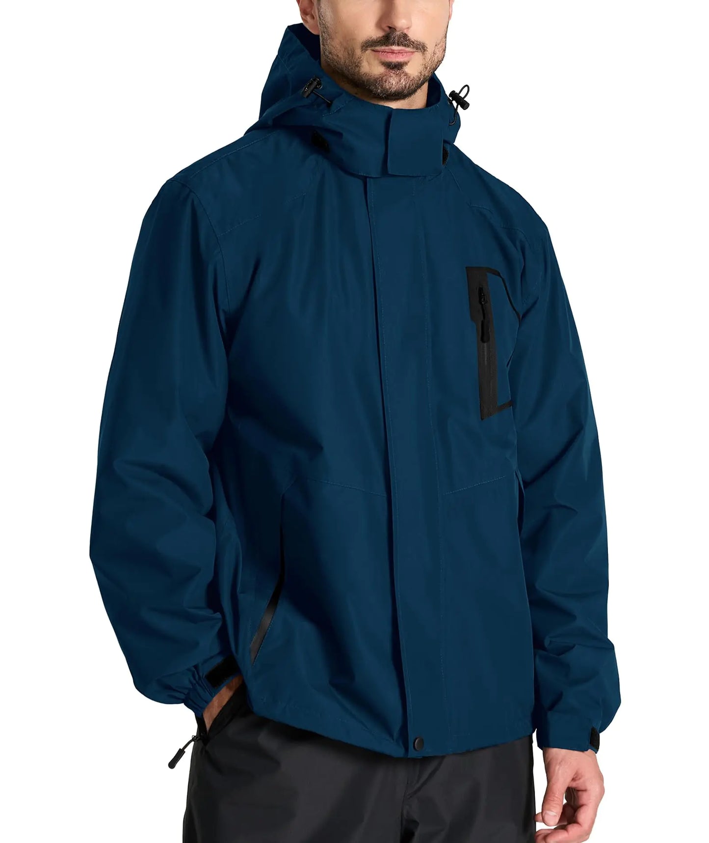 SWISSWELL Mens Rain Jackets Waterproof with Hood Lightweight Windbreaker Jackets Rain Coat for Golf Fishing Running Cycling Navy XXXL