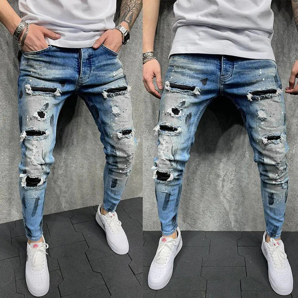 Modern Slim Fit Ripped Jeans for Men