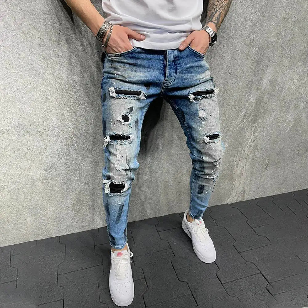 Modern Slim Fit Ripped Jeans for Men
