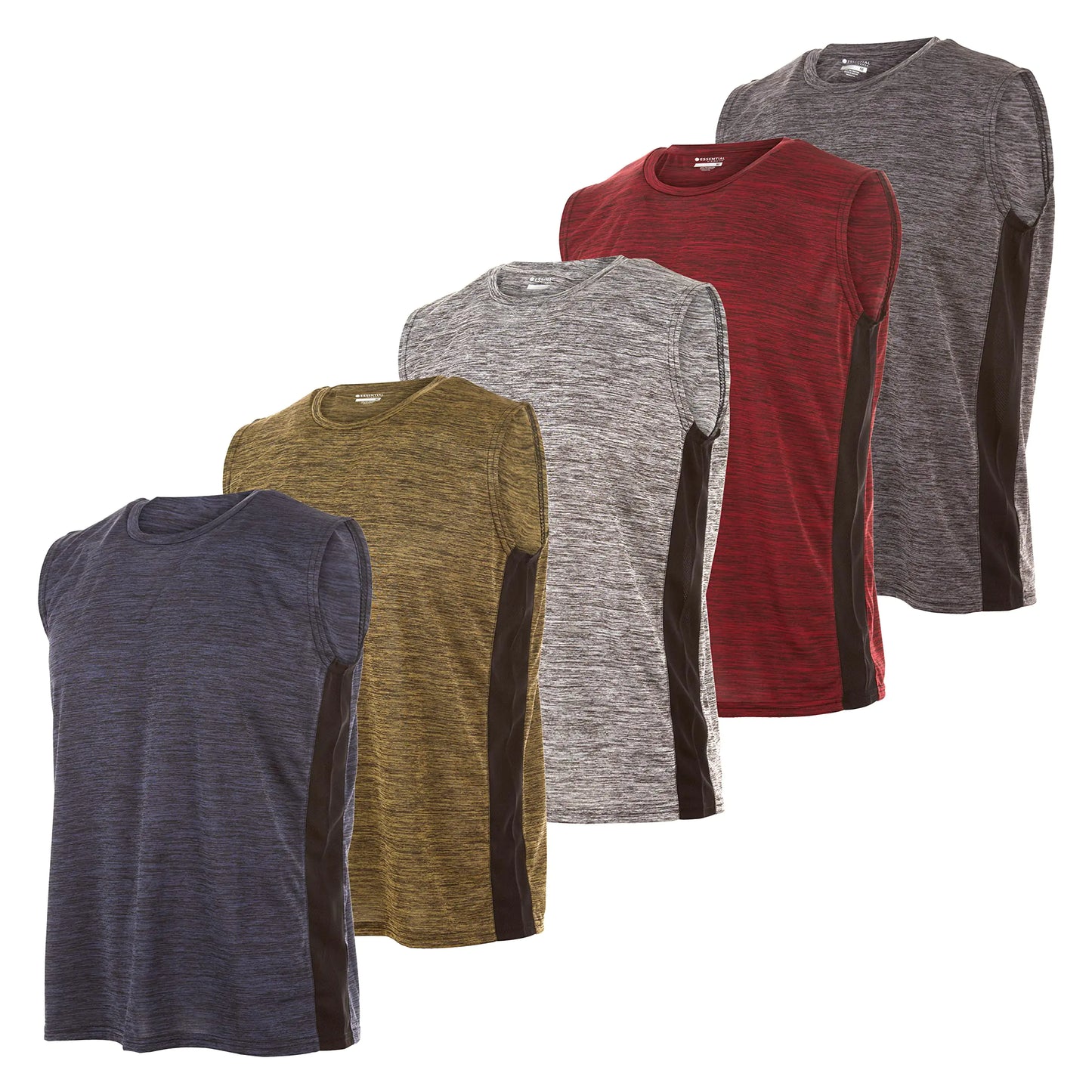 Essential Elements 5 Pack: Mens Active Quick-Dry Athletic Workout Training Gym Muscle Sleeveless Tank Top