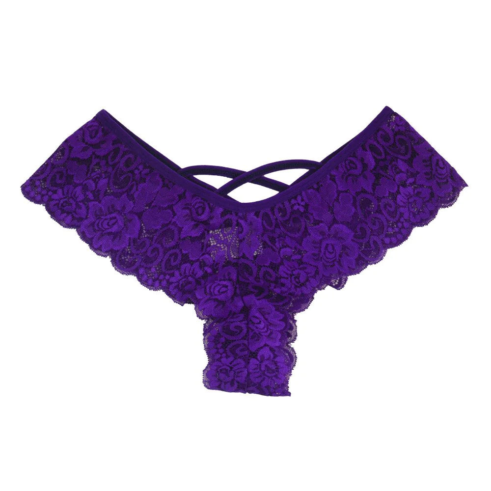 4 Pack Plus Size Lace G-String Panties for Women